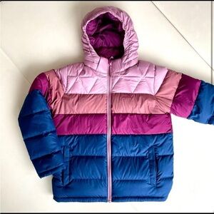 LL Bean colorblocked girls puffer size M 10/12